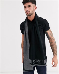 Черный шарф из материала с добавлением шерсти Boss