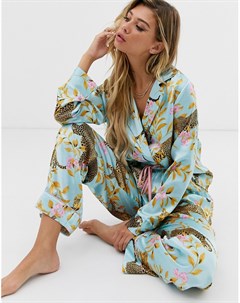 Атласная пижама с принтом леопардов Asos design