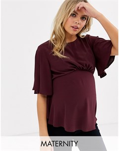 Бордовая блузка с расклешенными рукавами Topshop maternity