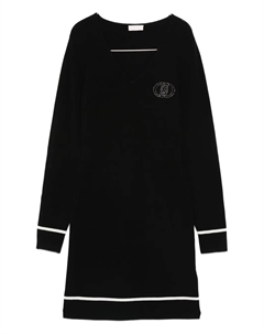 Платье с V-образным вырезом и украшением в виде логотипа, черный Liu jo