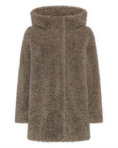 Пальто из овчины с капюшоном, коричневый Rrd