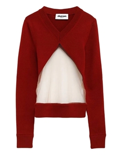 Свитер с V-образным вырезом и вставками, красный Duran lantink