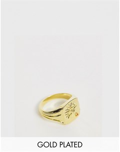 Золотистое кольцо печатка Wanderlust & co