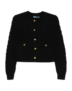 Кардиган вязаный косами на пуговицах, черный Polo ralph lauren