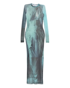 Платье миди с длинными рукавами и принтом, синий Jean paul gaultier