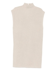 Платье с высоким воротником в рубчик, нейтральный Brunello cucinelli