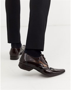 Коричневые блестящие кожаные туфли с контрастной отделкой Pino Jeffery west