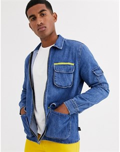 Синяя рубашка куртка с карманами Brooklyn Supply Co Brooklyn supply co.