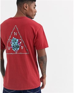 Красная футболка с цветочным принтом на спине Dystopia Triple Triangle Huf