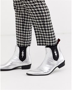 Кожаные ботинки челси серебристого цвета с изображением молнии Adamant Jeffery west