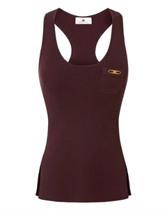 Майка в рубчик с нагрудным карманом, красный Elisabetta franchi