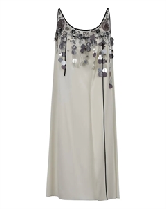 Платье мини с пайетками, нейтральный Prada