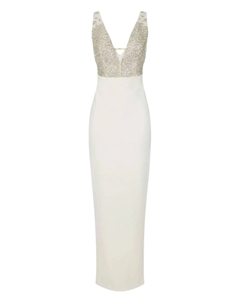 Макси-платье с бисерной отделкой, нейтральный Elisabetta franchi