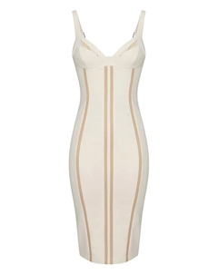 Панельное миди-платье с регулируемыми бретелями, нейтральный Elisabetta franchi