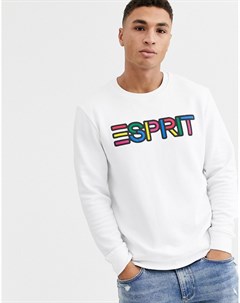 Белый свитшот с разноцветным логотипом на груди Esprit