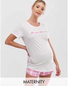 Белая пижама с шортами и надписью New look maternity