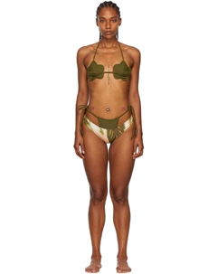 Эксклюзивное бикини цвета хаки из переработанного нейлона SSENSE Collina strada