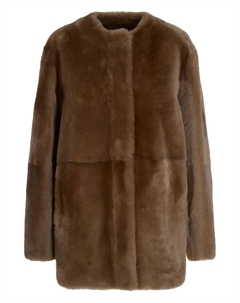 Шуба из овчины с отделкой разными панелями, коричневый Max mara