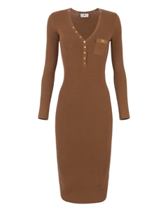 Платье миди в рубчик, коричневый Elisabetta franchi