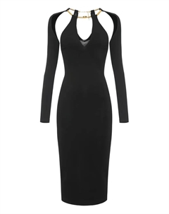 Платье миди на бретельках через шею, черный Elisabetta franchi