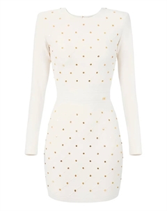 Мини-платье с пуговицами и ромбовидным узором, белый Elisabetta franchi