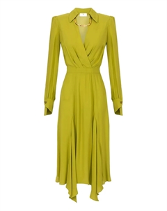 Платье с плиссировкой и трубчатым воротником, зеленый Elisabetta franchi