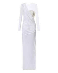 Платье макси с тиснением под кожу крокодила, белый Elisabetta franchi