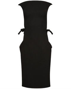 Шерстяное платье миди с вырезом-лодочкой, черный Miu miu