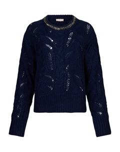 Ажурный джемпер с драгоценными камнями, синий Liu jo