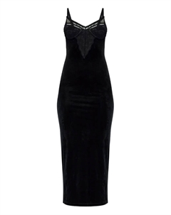 Бархатное платье с кружевом, черный Self-portrait