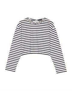 Полосатая футболка с длинными рукавами, белый Maje