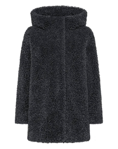 Пальто из овчины с капюшоном, черный Rrd