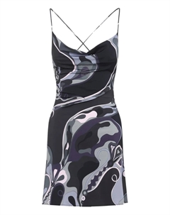 Платье с абстрактным принтом и воротником-хомут, черный Pucci