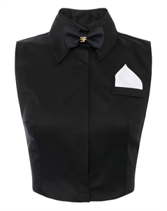 Рубашка с карманом и бантом, черный Elisabetta franchi