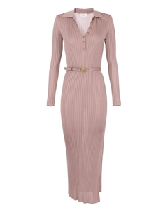 Платье миди поло в рубчик, розовый Elisabetta franchi