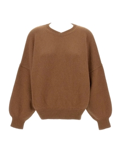 Джемпер с круглым вырезом и длинными рукавами, коричневый Khaite