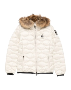 Пуховик с капюшоном и нашивкой с логотипом, белый Blauer