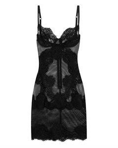 Сетчатое платье мини с кружевом, черный Dolce&gabbana