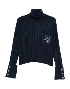 Свитер в рубчик с высоким воротником, синий Liu jo