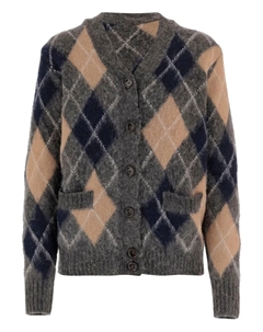 Кардиган из шерсти с геометрическим узором и ворсистой отделкой, серый Aspesi