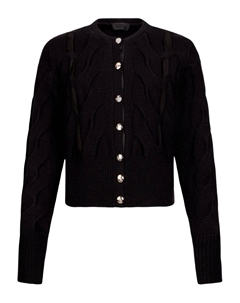 Кардиган на пуговицах с фактурной вязкой, черный Liu jo