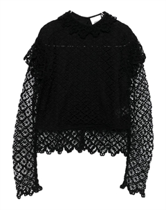 Топ Ludivine с оборками и кружевом, черный Isabel marant