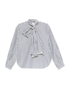 Полосатая рубашка с бантом, синий Forte forte