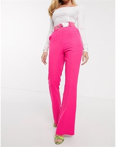 Розовые расклешенные брюки с прозрачным ремнем Asos design