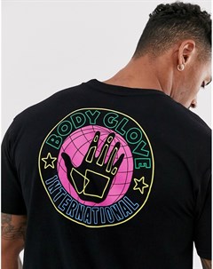 Черная футболка с принтом на спине Neon International Body glove