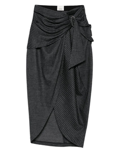 Юбка в тонкую полоску с запахом и поясом, серый Isabel marant