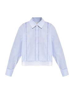 Рубашка Delano в полоску с кружевной отделкой, синий Loveshackfancy