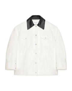 Джинсовая куртка с кожаным воротником, белый Givenchy