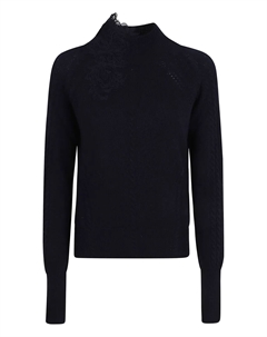 Свитер с кружевной отделкой, синий Ermanno scervino