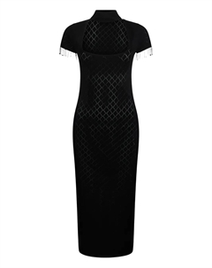 Платье с бахромой и ромбовидным узором, черный Liu jo